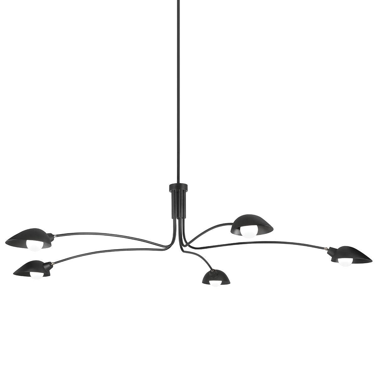 LEO 84 in. 5 lights Pendant Light Satin Black Finish - Bees Lighting