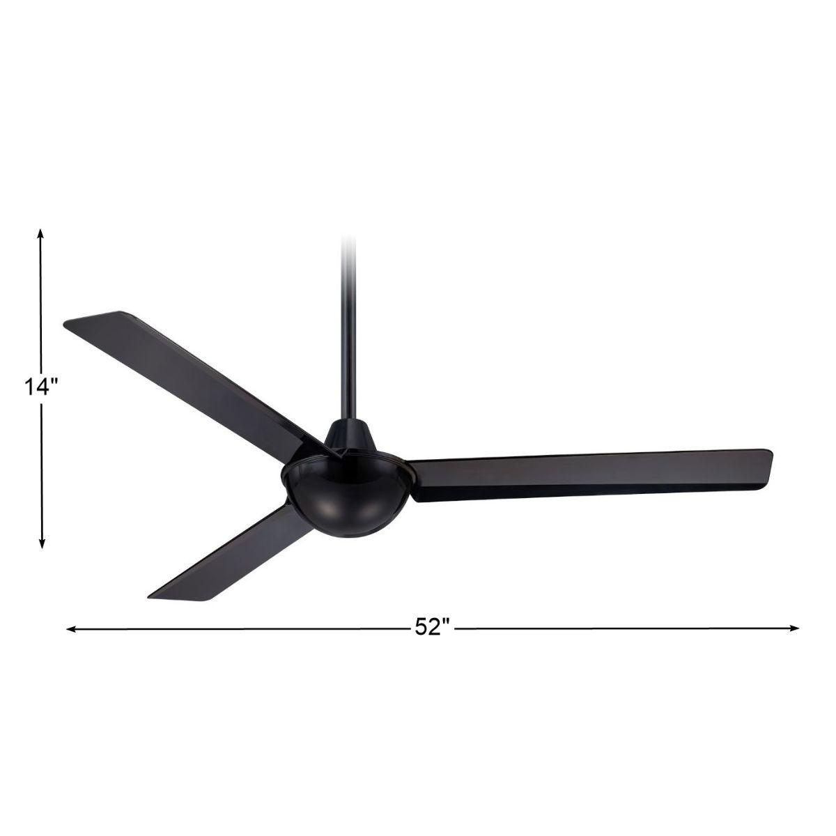 Kewl 52" Black Modern Indoor Ceiling Fan with Wall Control - Bees Lighting