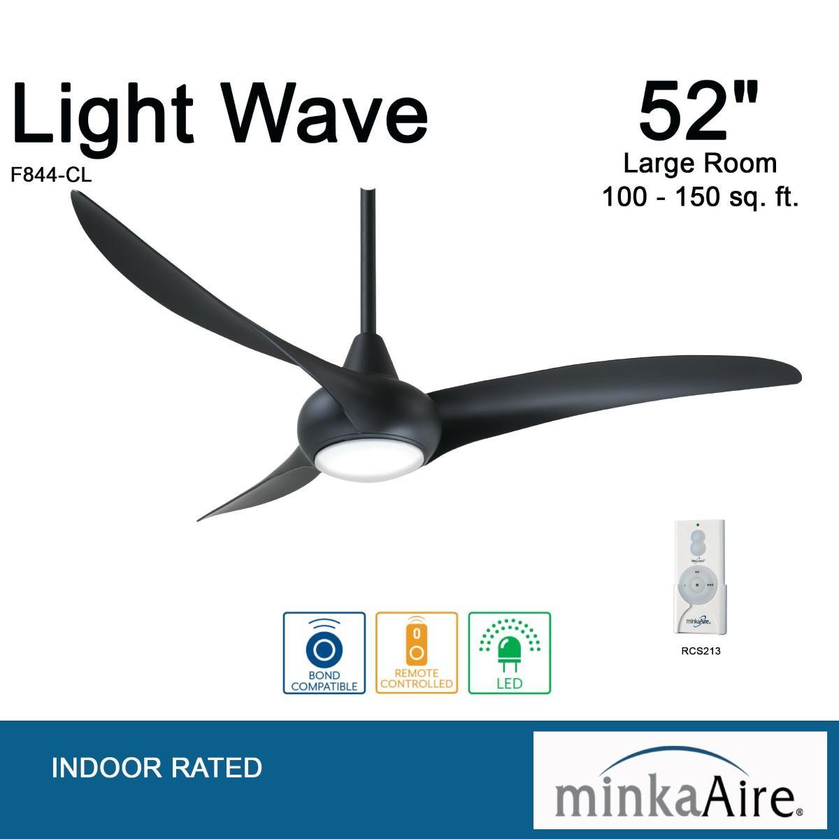 Light Wave LED 52" Coal Modern Ceiling Fan with Light and Remote - Bees Lighting