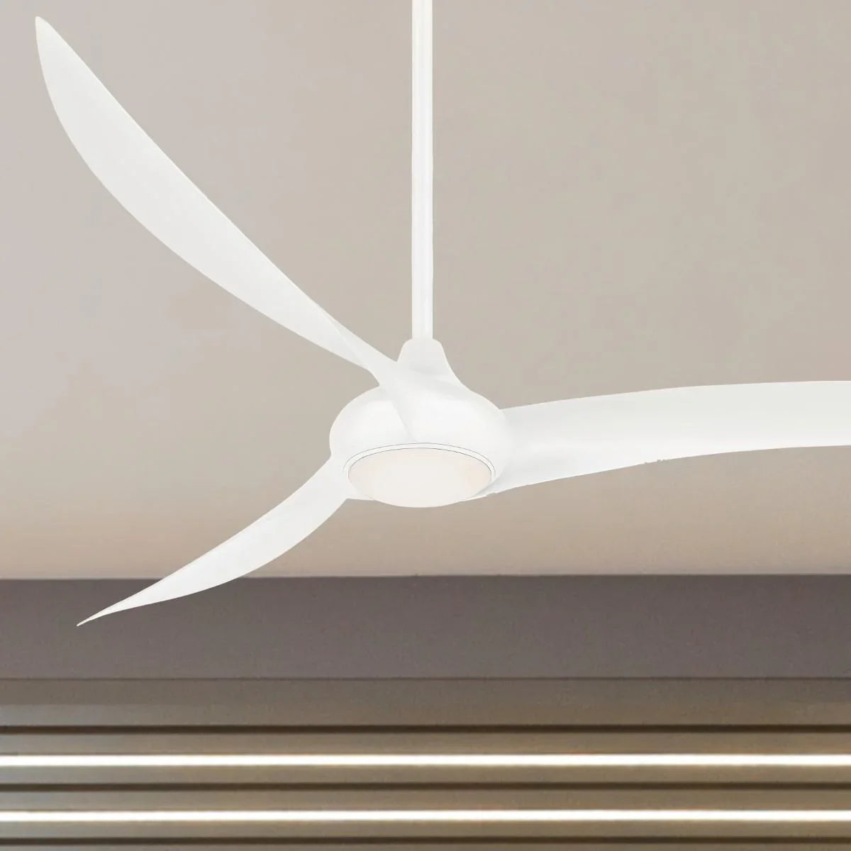 Light Wave LED 65" White Large Ceiling Fan with Light and Remote - Bees Lighting