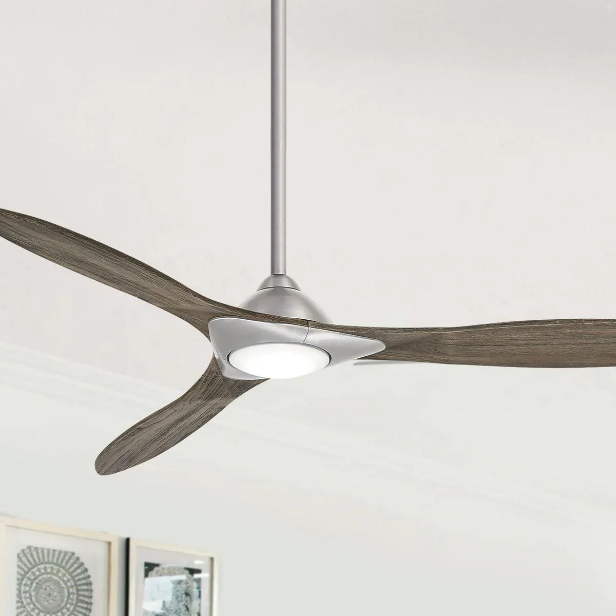 Sleek LED 60" Smart Ceiling Fan with Remote, Brushed Nickel - Bees Lighting