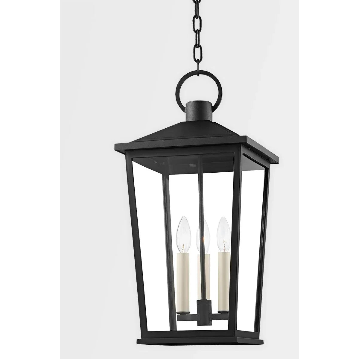 SOREN 11 in. 3 Lights Outdoor Hanging Lantern Textured Black finish - Bees Lighting