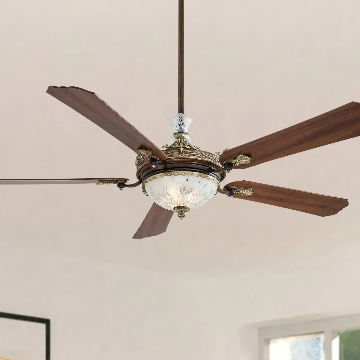 Cristafano LED 68" Belcaro Walnut Ceiling Fan with Wall Control - Bees Lighting
