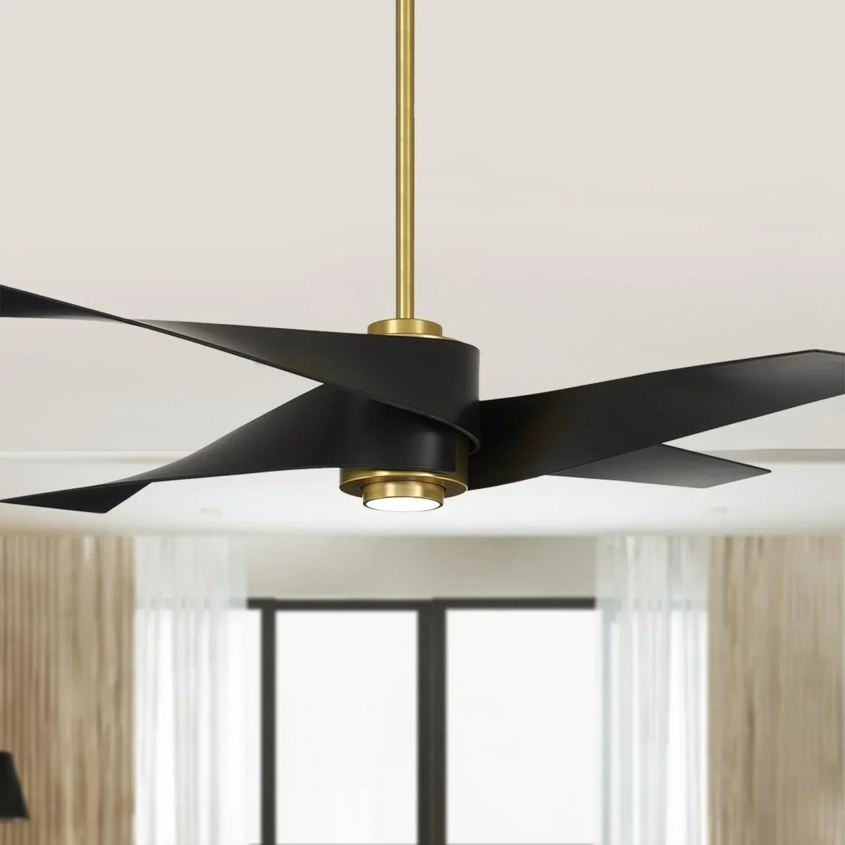 Artemis IV LED 64'' Brass & Black Ceiling Fan with Remote - Bees Lighting