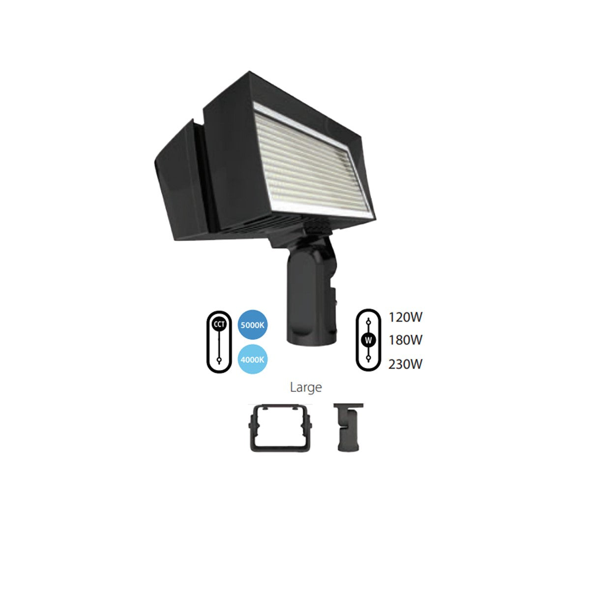 LED Flood Light, 120/230W, 38600 Lumens, 4000K/5000K, 120-277V, Slipfitter Mount, White - Bees Lighting
