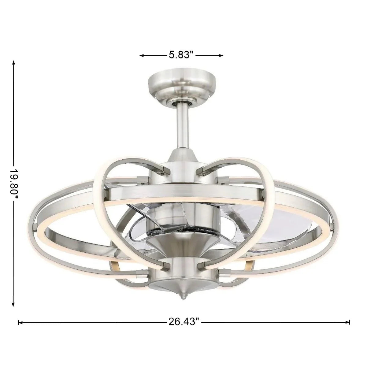Obvi 26 Inch Brushed Nickel LED Fandelier Ceiling Fan with Remote - Bees Lighting