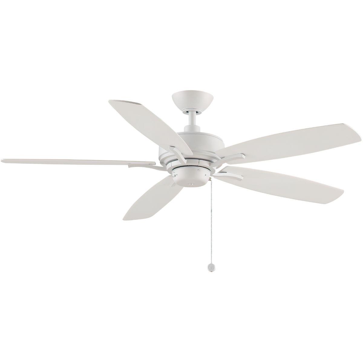 Aire Deluxe 52 Inch Matte White Ceiling Fan with Pull Chain - Bees Lighting