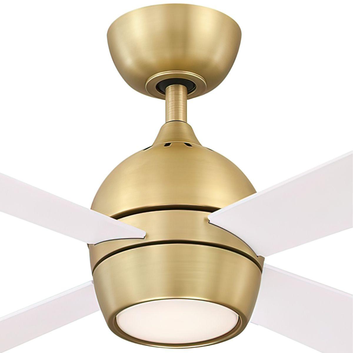 Kwad 44 Inch Brushed Satin Brass Modern LED Ceiling Fan with Remote - Bees Lighting