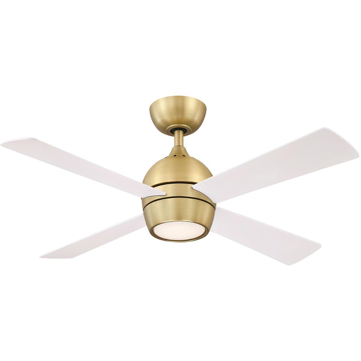Kwad 44 Inch Brushed Satin Brass Modern LED Ceiling Fan with Remote - Bees Lighting