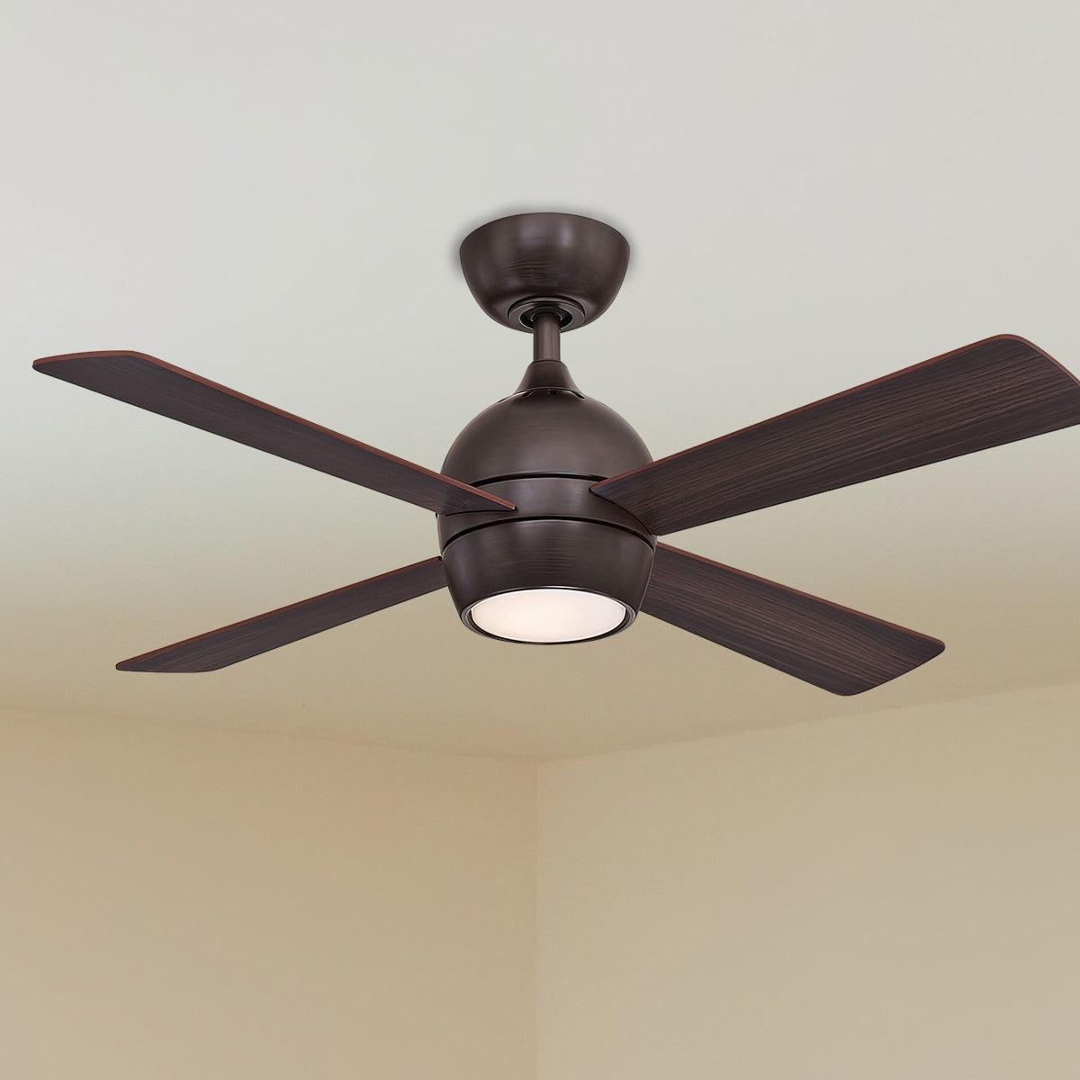 Fanimation Kwad 44 In. Dark Bronze Ceiling Fan With LED Light Kit And