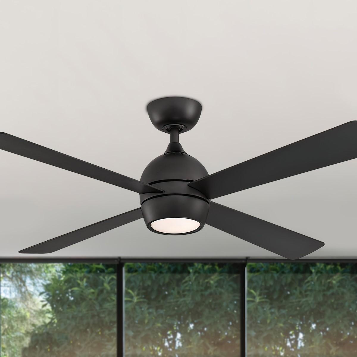 Fanimation Kwad 52 Inch Black Modern LED Ceiling Fan with Remote Bees