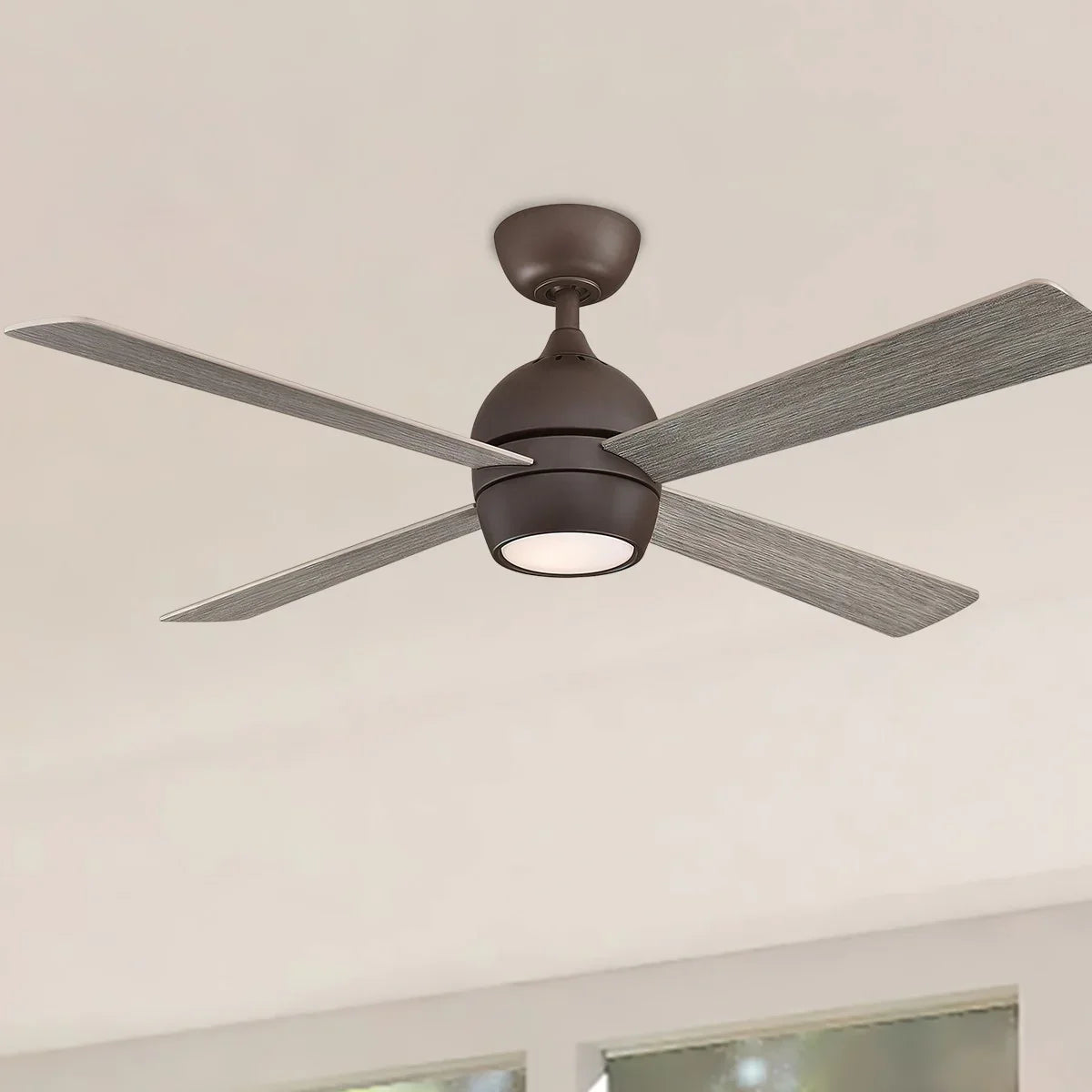 Kwad 52 Inch Matte Greige Modern LED Ceiling Fan with Remote - Bees Lighting