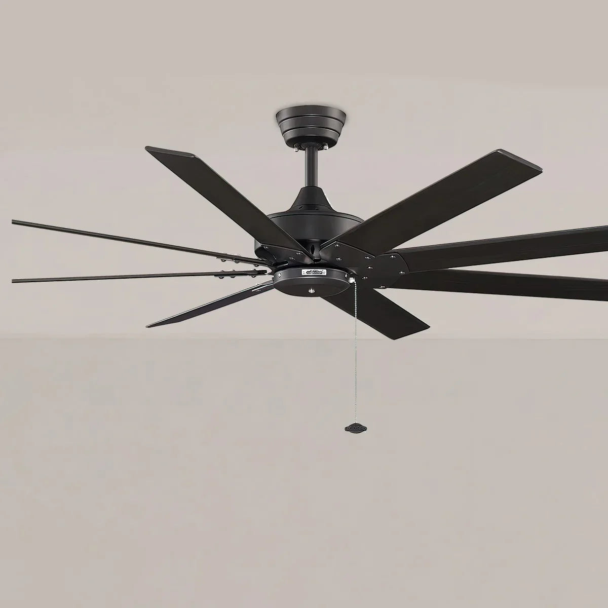 Levon AC 63 Inch Black Windmill Ceiling Fan with Pull Chain - Bees Lighting