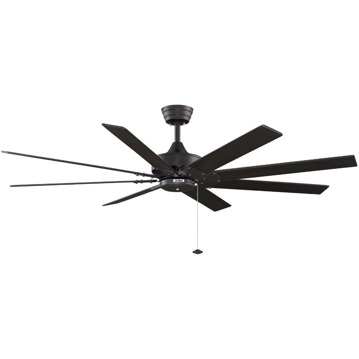 Levon AC 63 Inch Black Windmill Ceiling Fan with Pull Chain - Bees Lighting