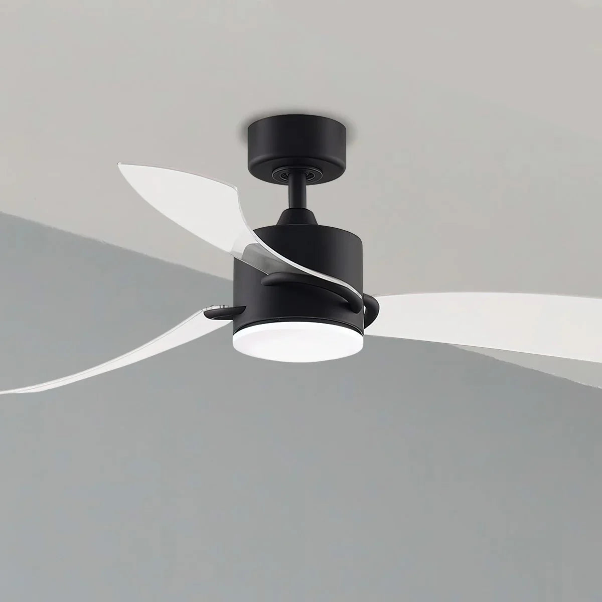 SculptAire 52 Inch Black Modern LED Ceiling Fan with Remote, Clear Blades - Bees Lighting