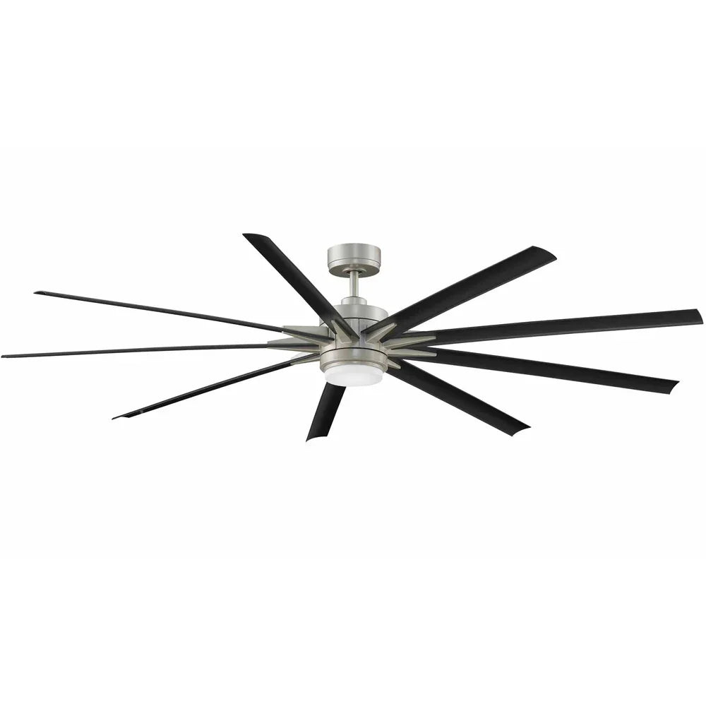 Odyn 84 Inch Brushed Nickel Wet Rated Large LED Ceiling Fan with Remote - Bees Lighting