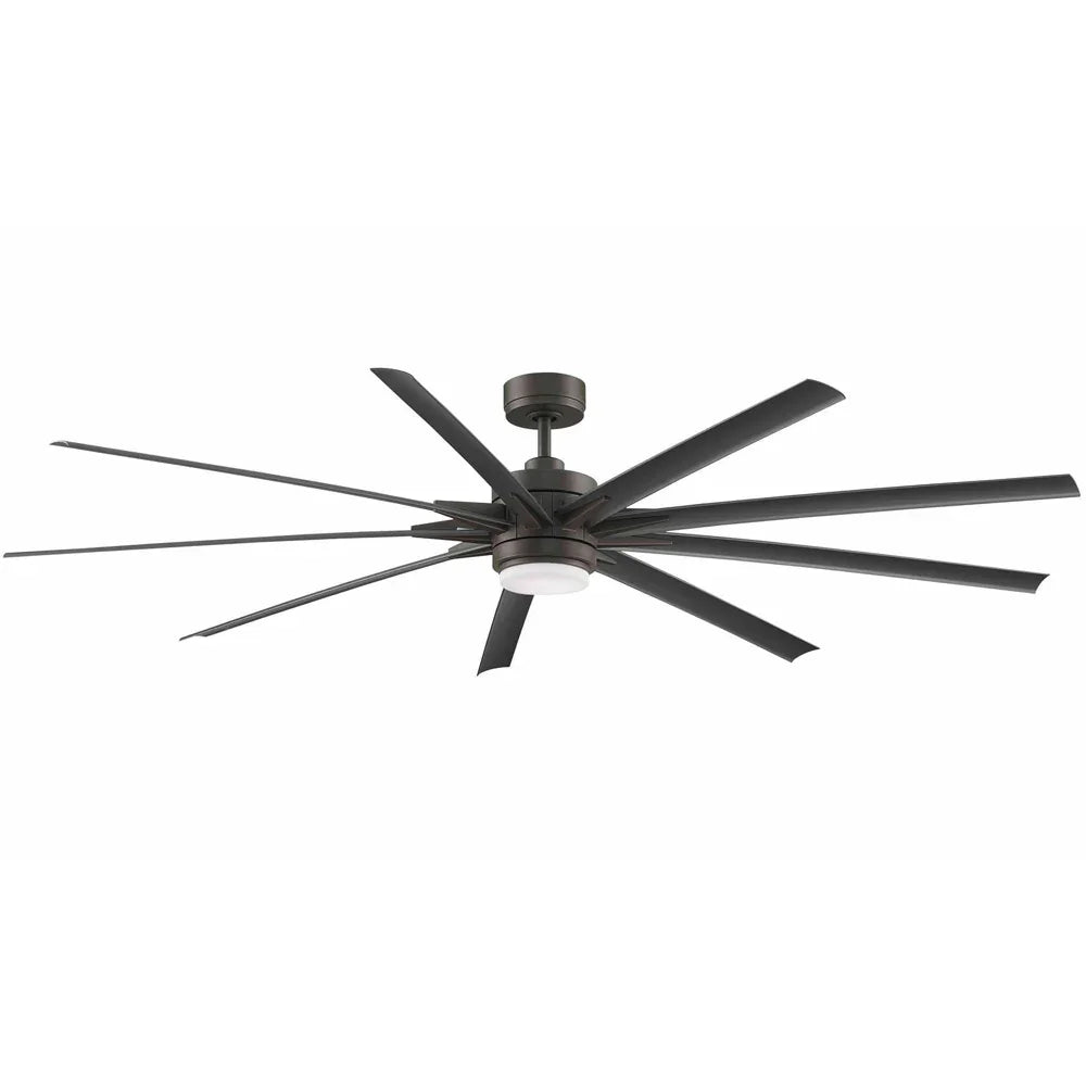 Odyn 84 Inch Matte Greige Wet Rated Large LED Ceiling Fan with Remote - Bees Lighting