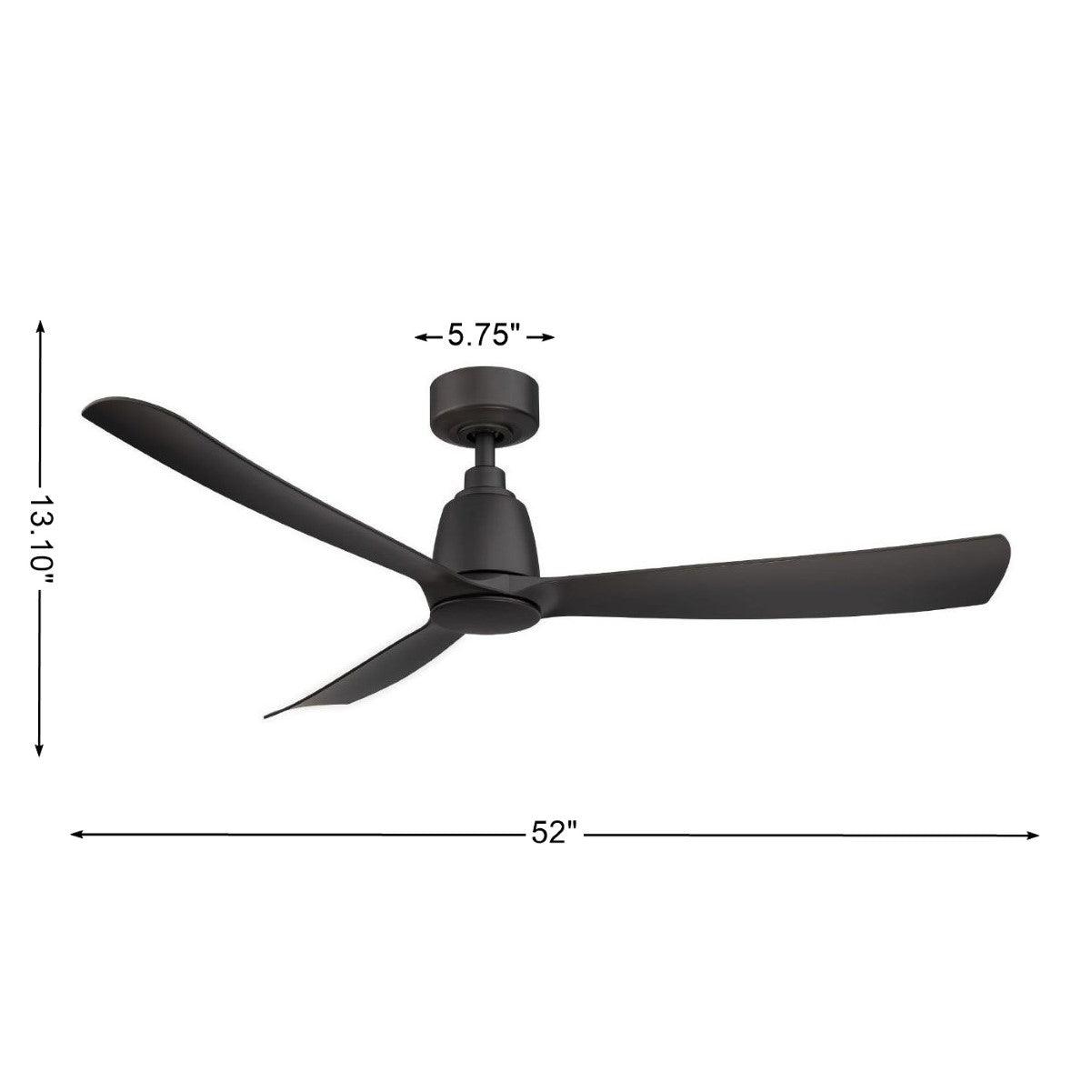 Kute 52 Inch Black Damp Rated Modern Ceiling Fan with Remote - Bees Lighting