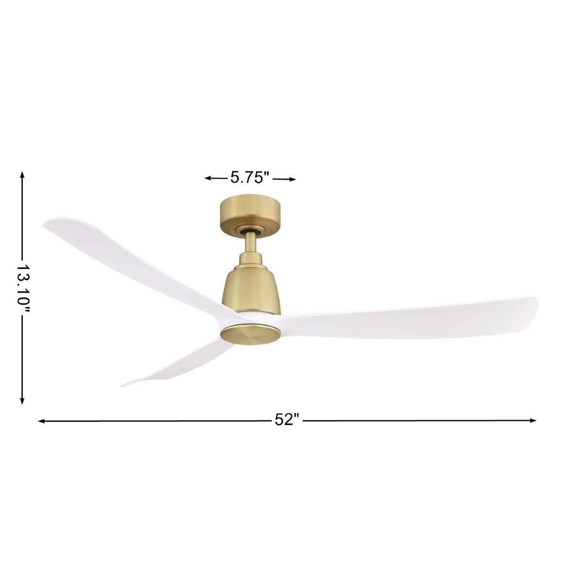 Kute 52 Inch Brushed Satin Brass Damp Rated Modern Ceiling Fan with Remote - Bees Lighting