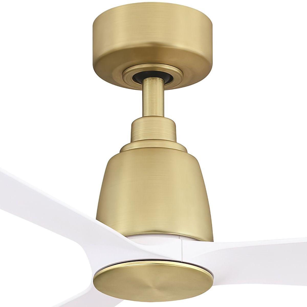 Kute 52 Inch Brushed Satin Brass Damp Rated Modern Ceiling Fan with Remote - Bees Lighting
