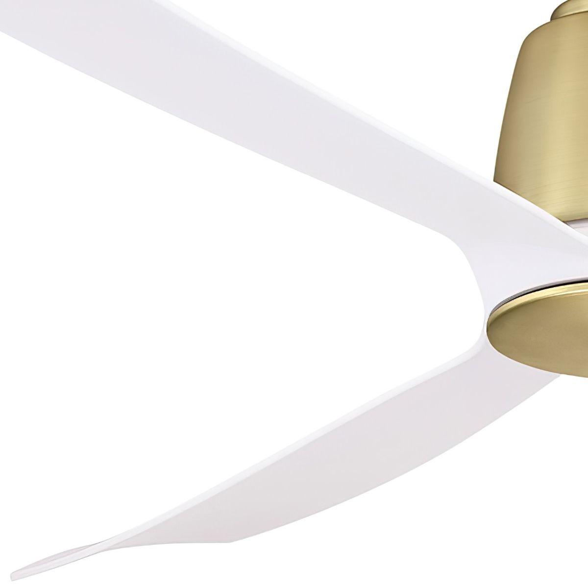 Kute 52 Inch Brushed Satin Brass Damp Rated Modern Ceiling Fan with Remote - Bees Lighting