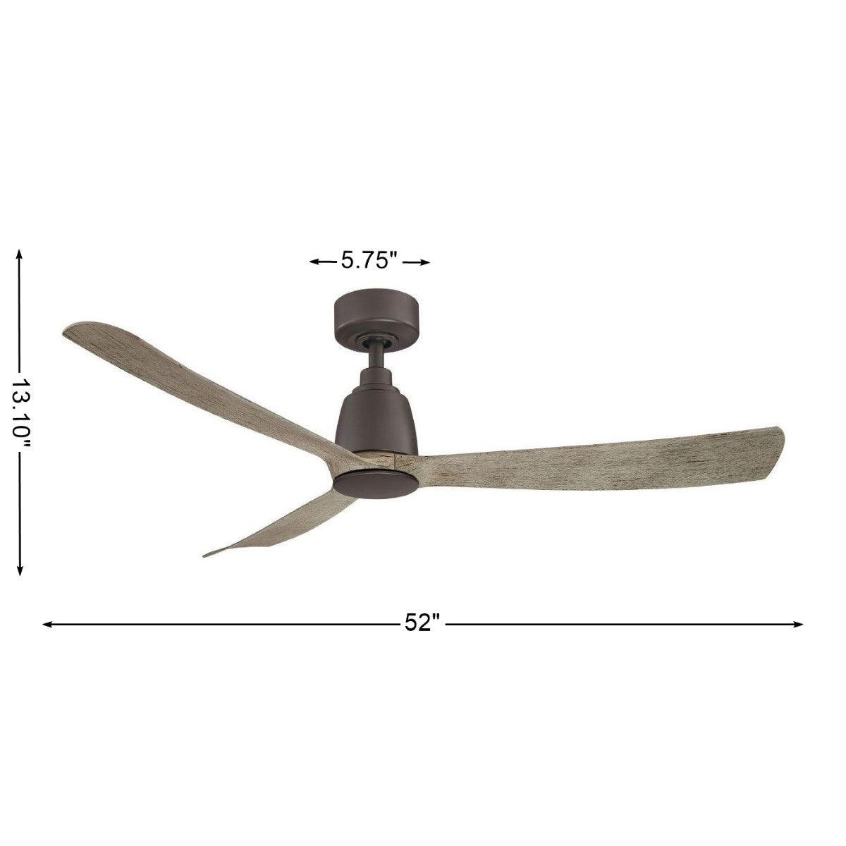 Kute 52 Inch Matte Greige Damp Rated Modern Ceiling Fan with Remote - Bees Lighting