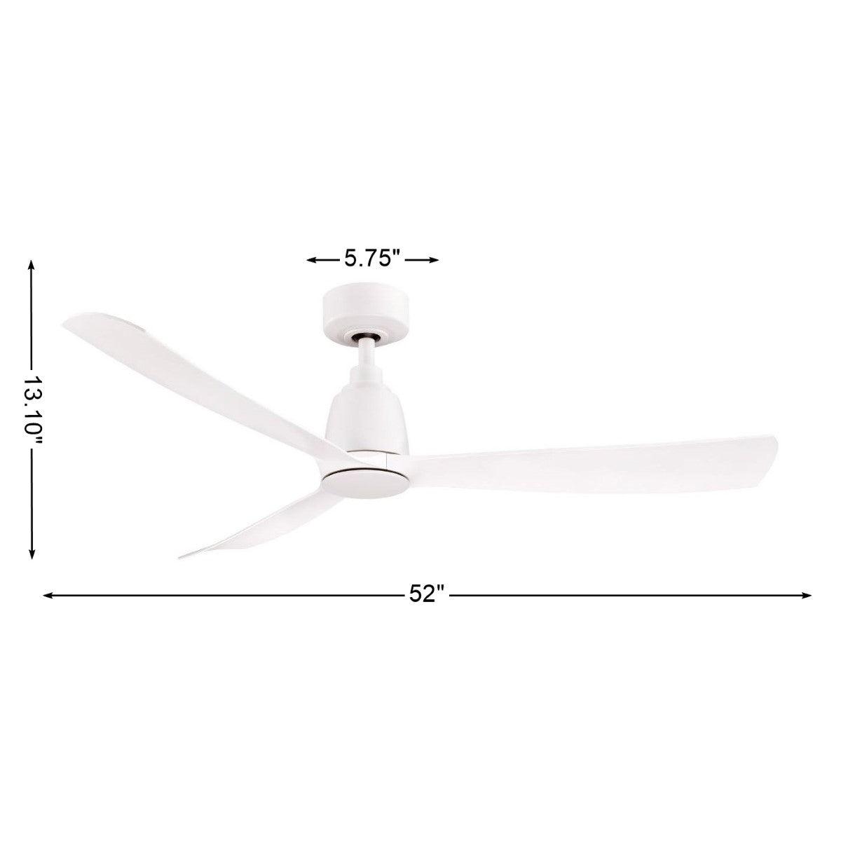 Kute 52 Inch Matte White Damp Rated Modern Ceiling Fan with Remote - Bees Lighting