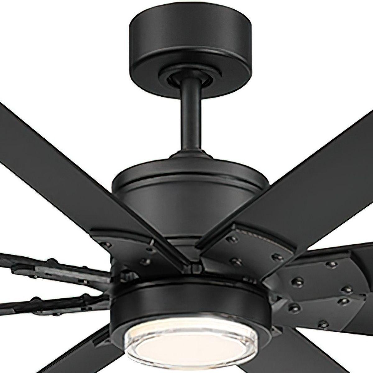 Renegade 52 Inch Windmill Outdoor Smart Ceiling Fan With Light And Remote, Matte Black Finish - Bees Lighting