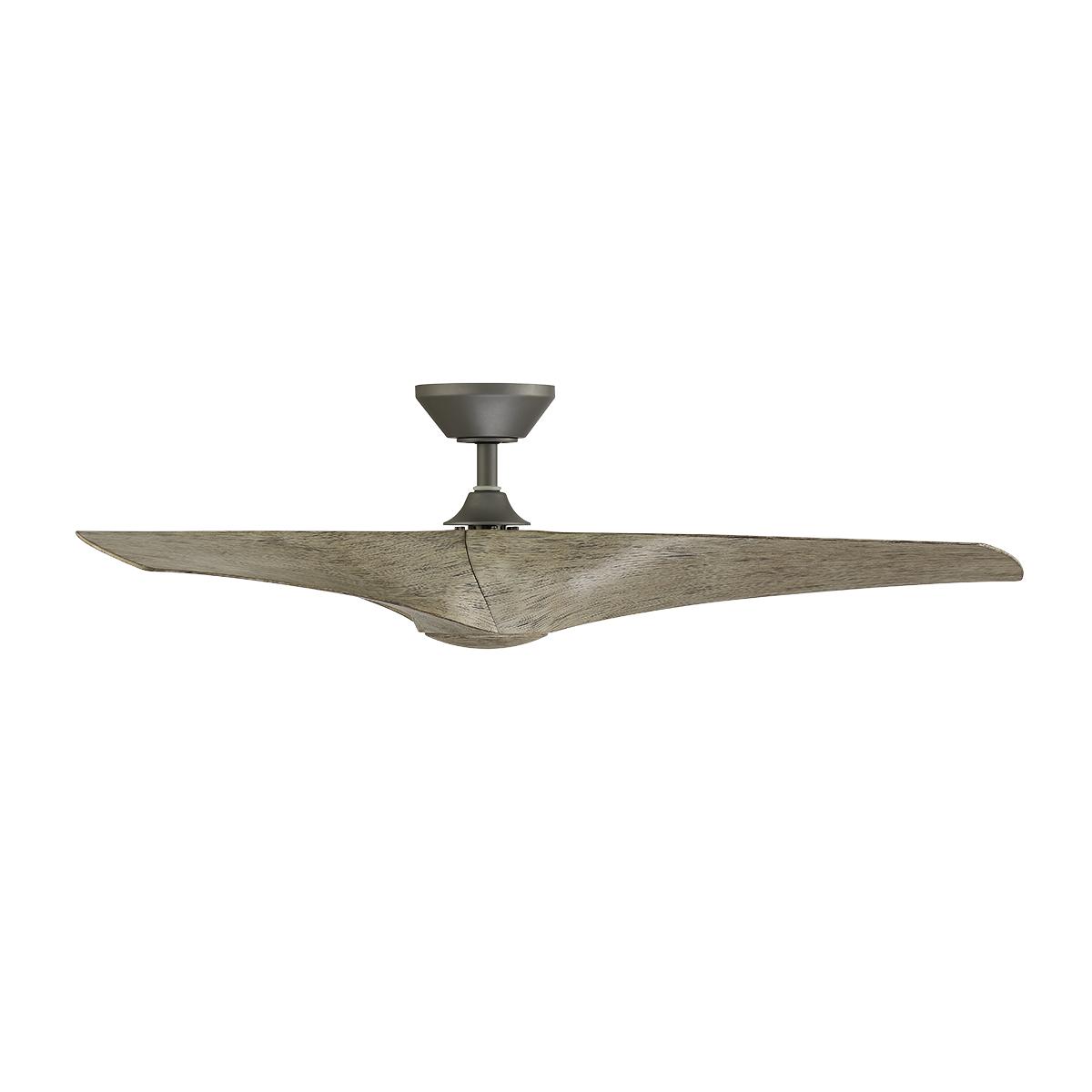 Zephyr 52 Inch Wet Rated CCT LED Smart Ceiling Fan, Graphite with Weathered Wood Blades