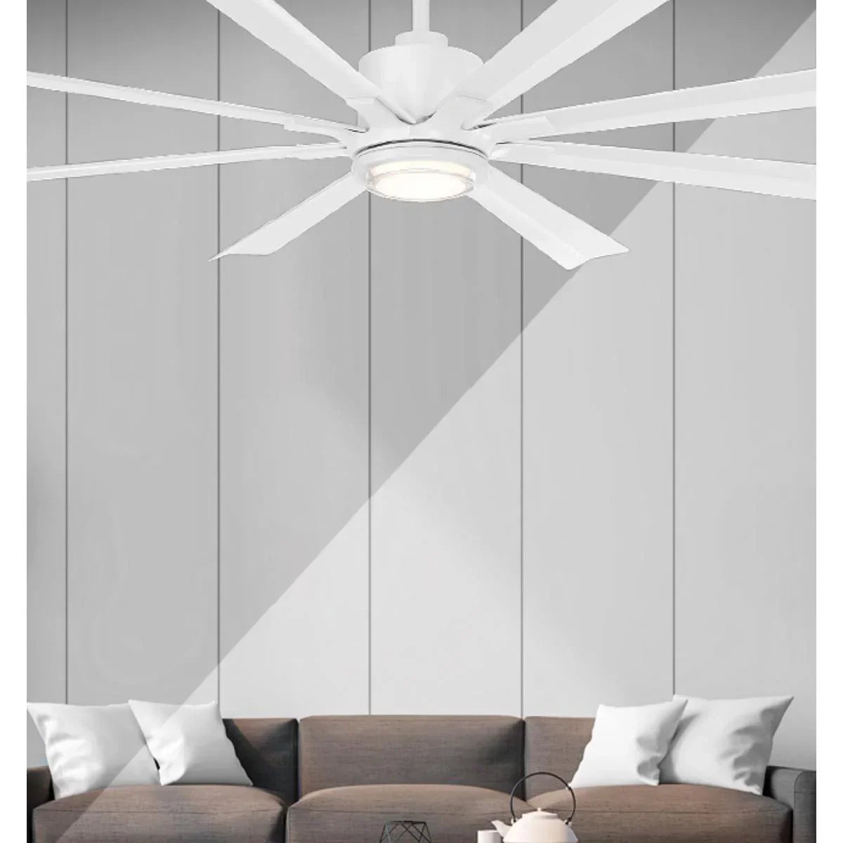 Size Matters 65 Inch Matte White Smart Windmill Ceiling Fan with CCT LED Light - Bees Lighting
