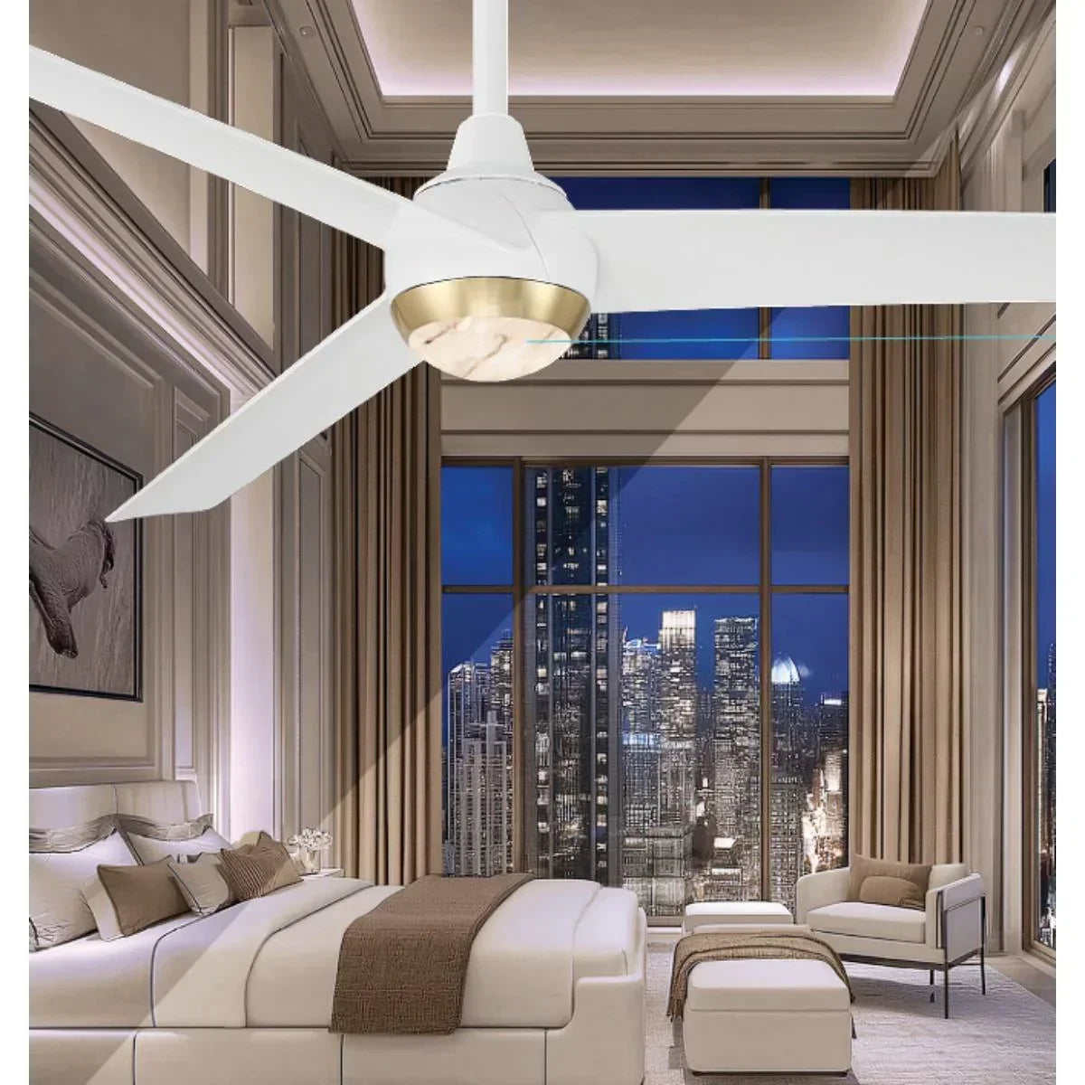 Pisces 54" CCT LED Smart Ceiling Fan with Alabaster Glass - Bees Lighting