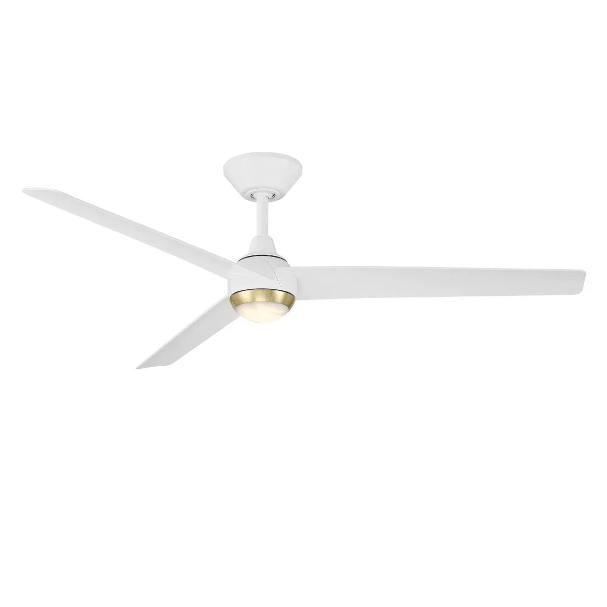Pisces 54 Inch CCT LED Smart Ceiling Fan with Alabaster Glass, Matte White & Soft Brass - Bees Lighting
