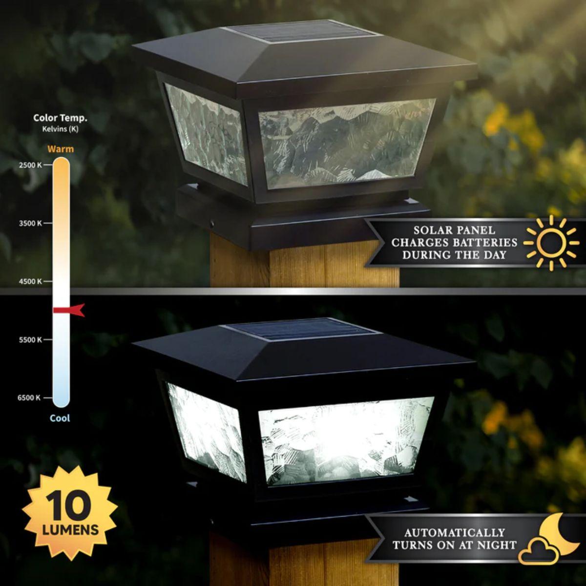 LED Solar Post Cap 5x5 -10 Lumens 4500K (Pack Of 2)