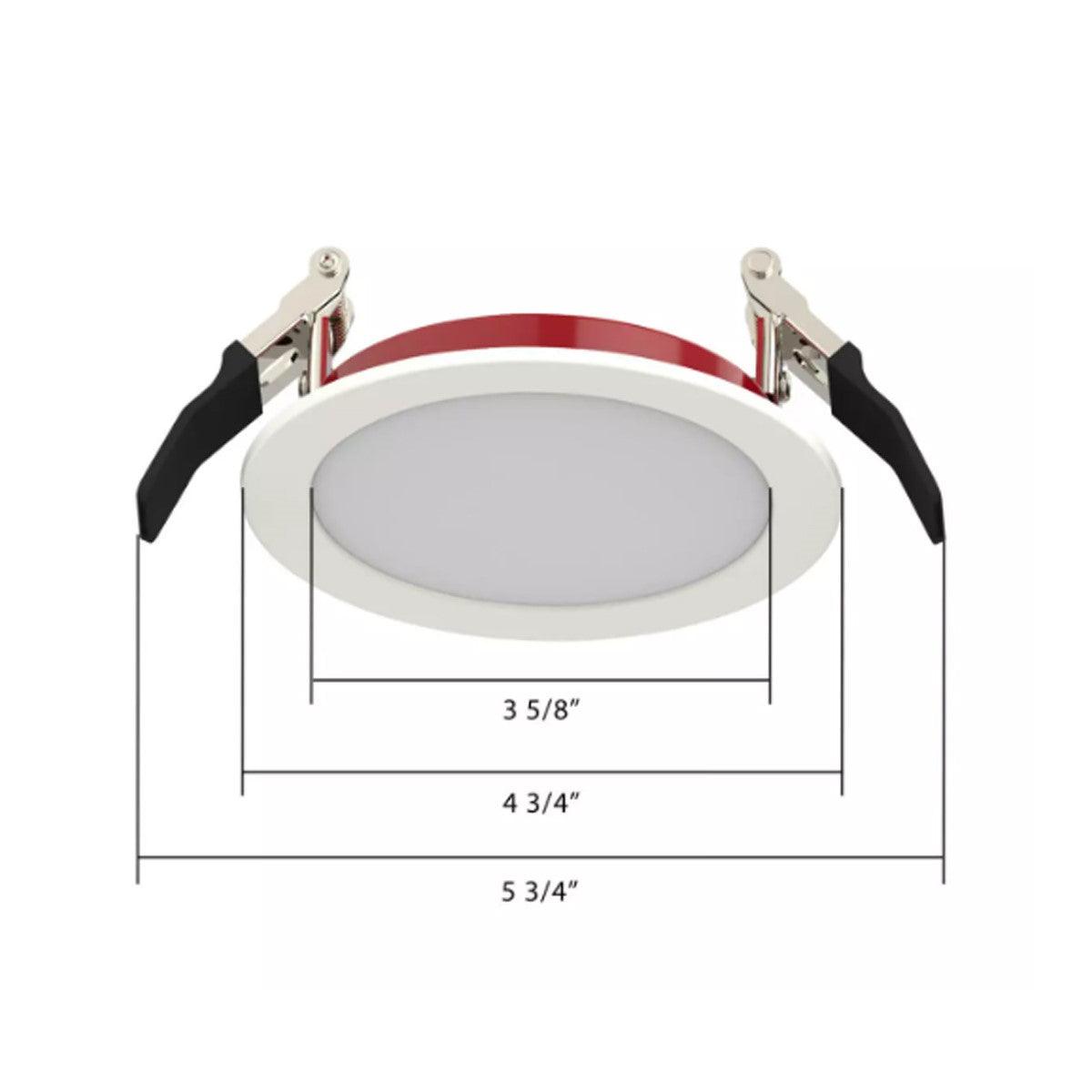 4 In. Edge-Lit Fire Resistant Wafer Canless LED Downlight, 11 Watt, 1000 Lumens, Selectable CCT, 2700K to 5000K, Smooth Trim