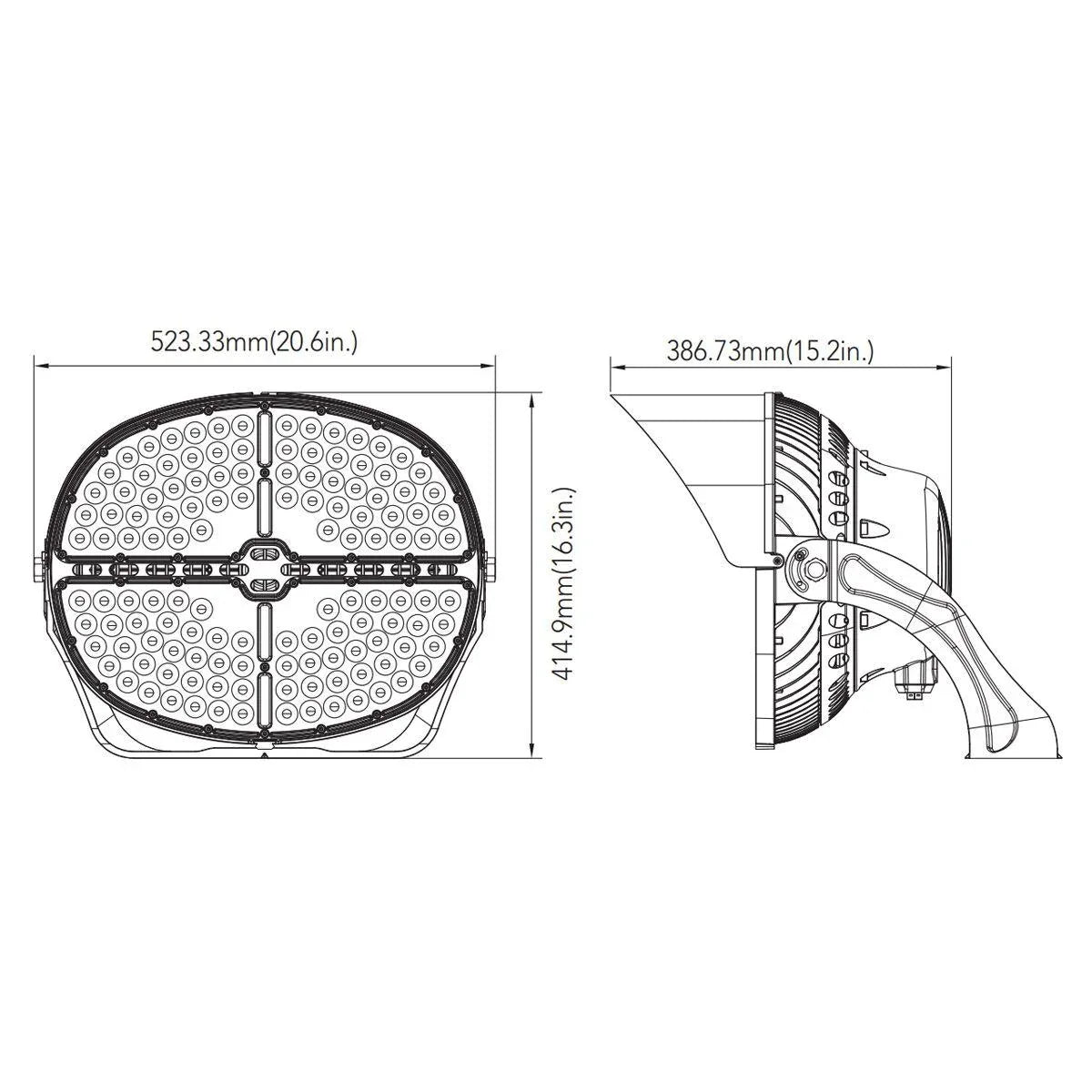 LED Sport Stadium Light, 505 Watts, 72000 lm, NEMA 4Hx4V, Trunnion, 5000K, 120-277V - Bees Lighting