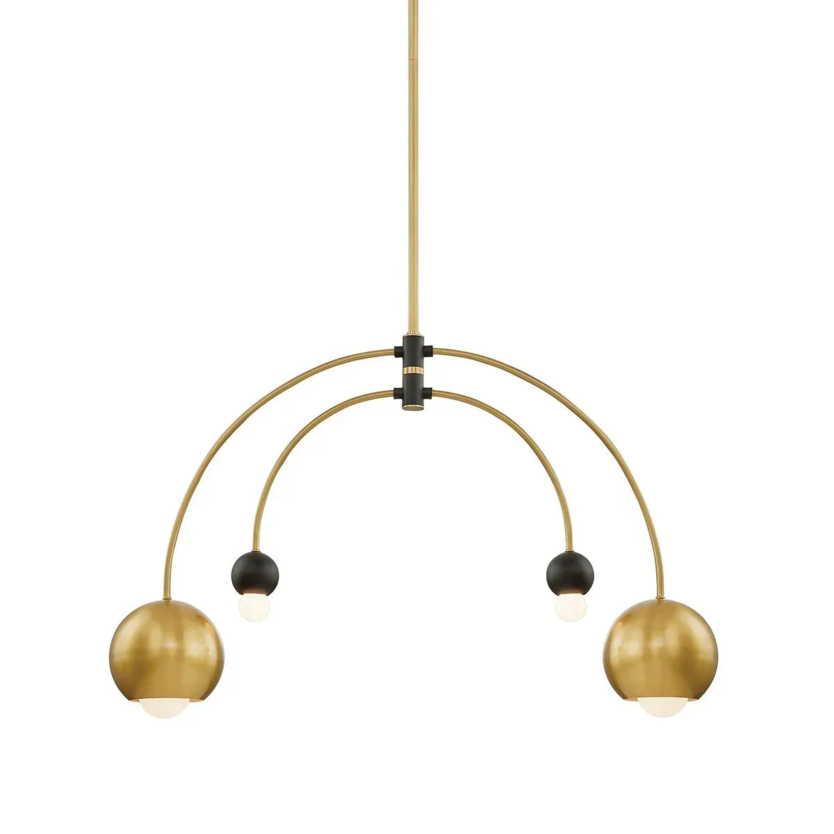 Willow Chandelier Aged Brass & Black Finish - Bees Lighting