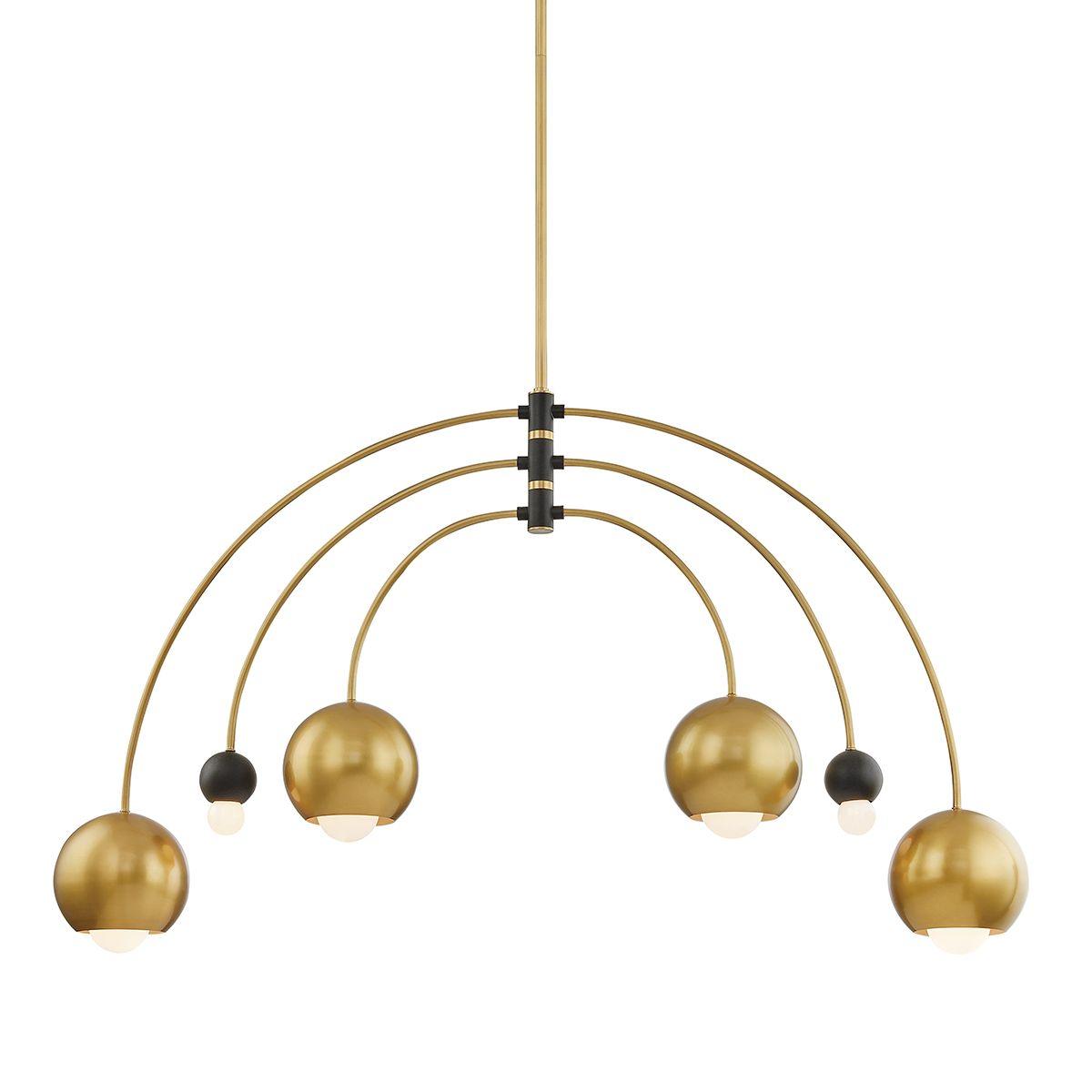 Willow 6 Lights Chandelier Aged Brass & Black finish - Bees Lighting