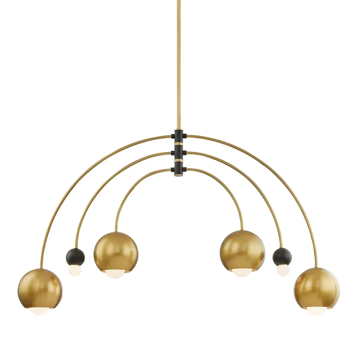 Willow Chandelier Aged Brass & Black Finish - Bees Lighting