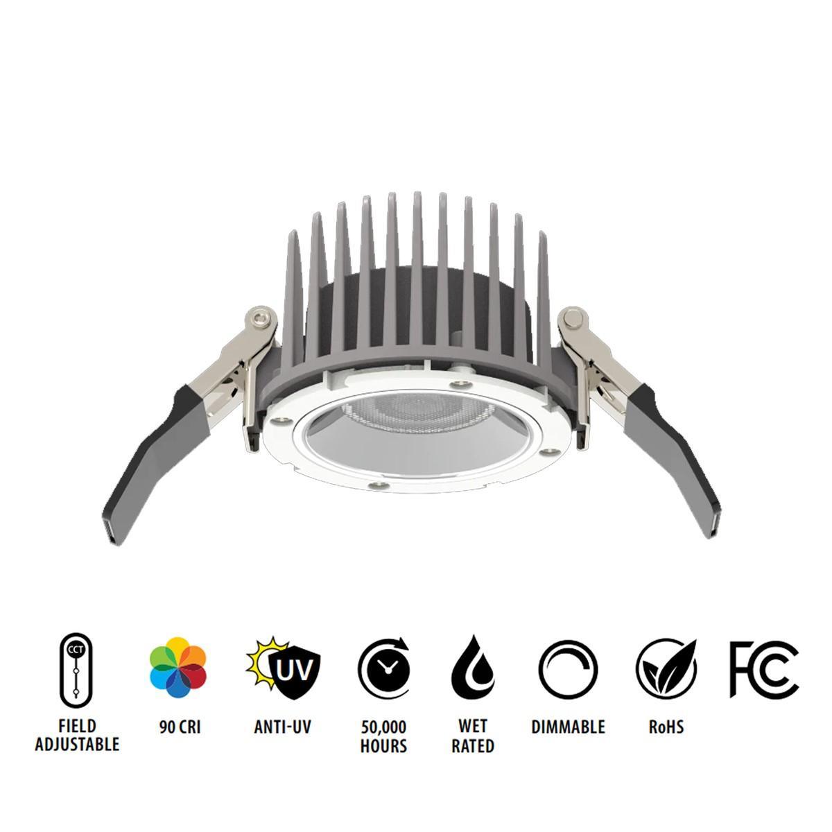 4 Inch HALED Canless LED Recessed Downlight, 12 Watt, 1050 Lumens, Selectable CCT, 2700K to 5000K, 120V