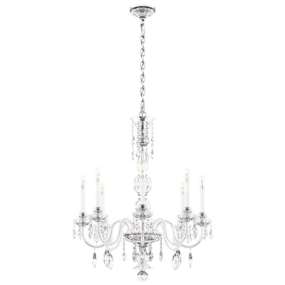 Hamilton Nouveau 8 Light Silver Chandelier with Clear Heritage Crystals