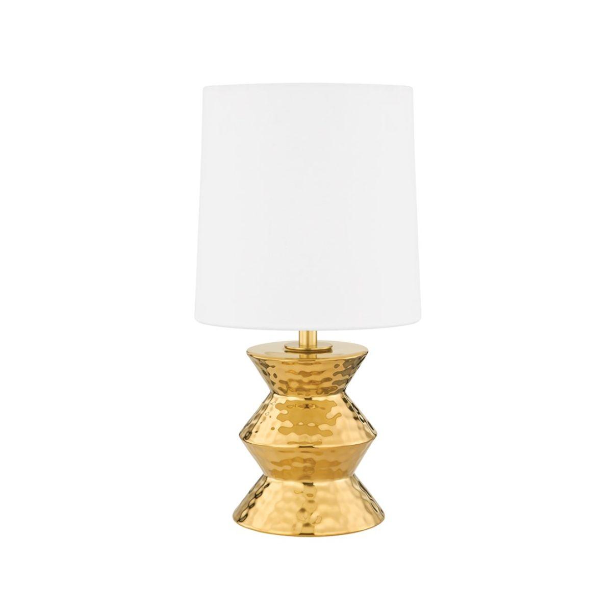 Zoe 17 inches Table Lamp Aged Brass Ceramic Gold Finish