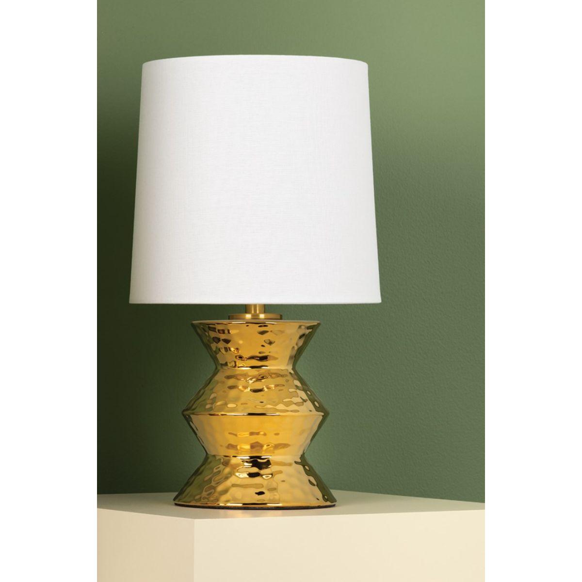 Zoe 17 inches Table Lamp Aged Brass Ceramic Gold Finish