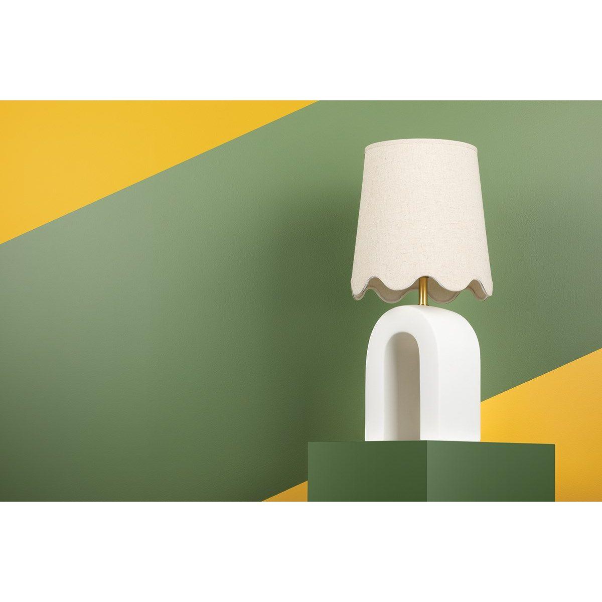 Roshani Table Lamp Ceramic Raw Matte White with Aged Brass Accents