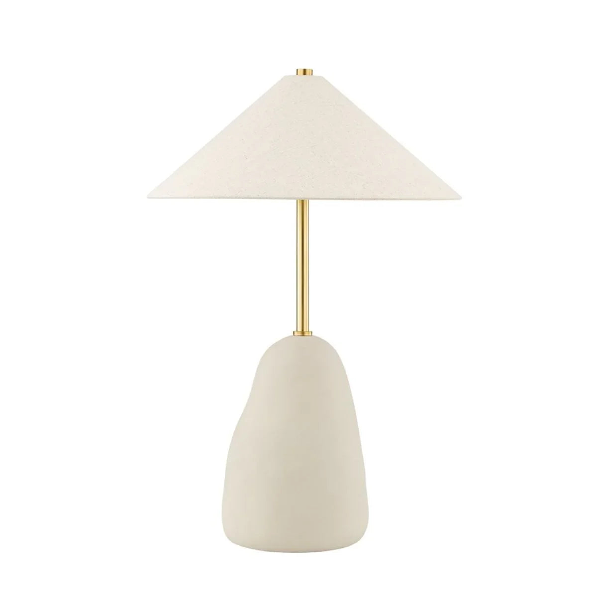 Maia 2 Lights Table Lamp Ceramic Textured Beige and Aged Brass Accents - Bees Lighting
