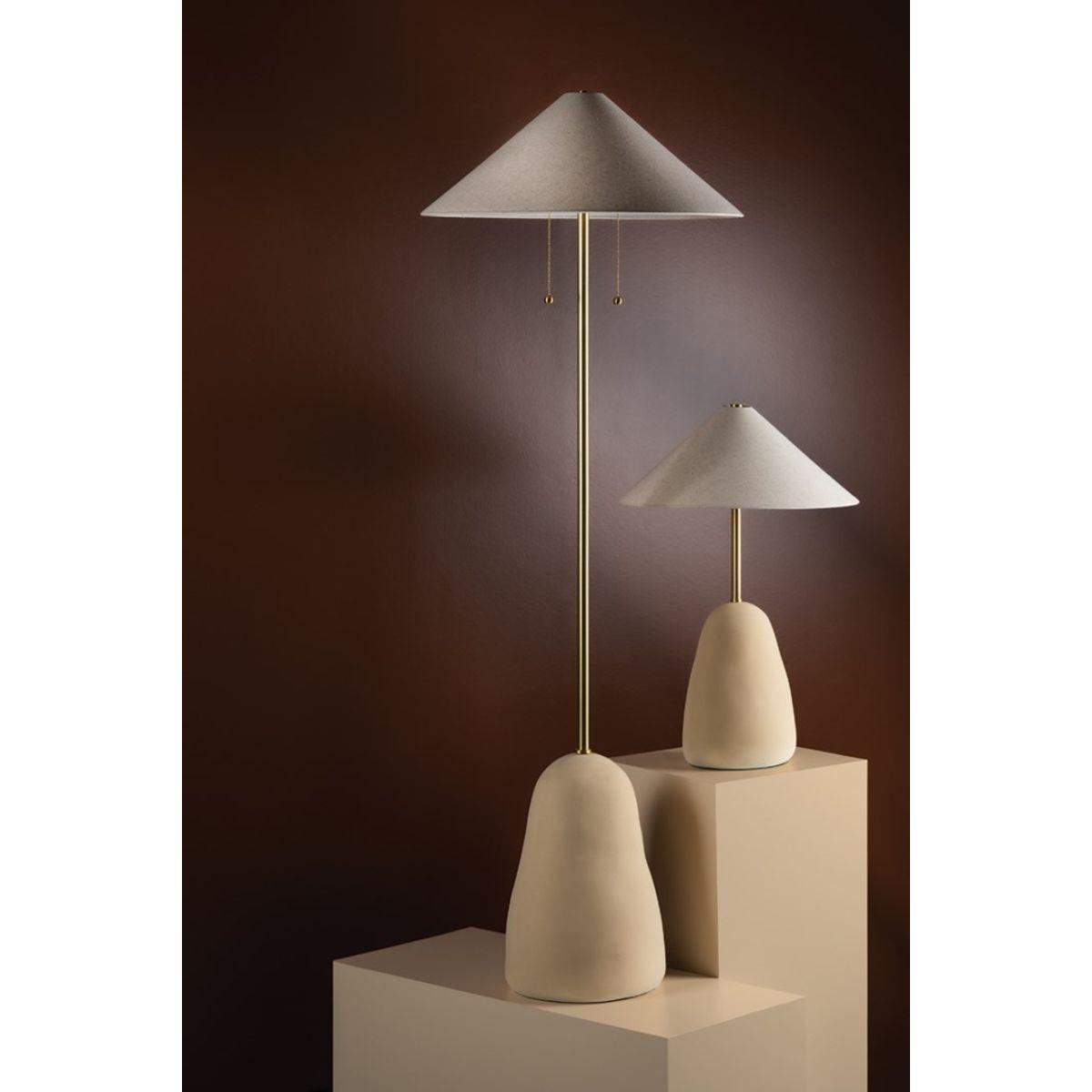 Maia 2 Lights Table Lamp Ceramic Textured Beige and Aged Brass Accents