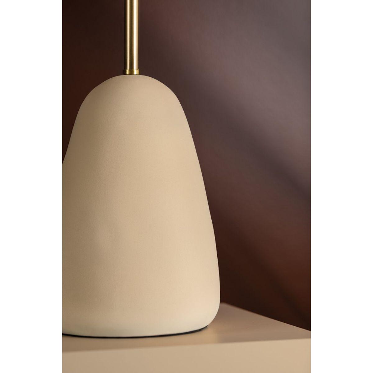 Maia 2 Lights Table Lamp Ceramic Textured Beige and Aged Brass Accents
