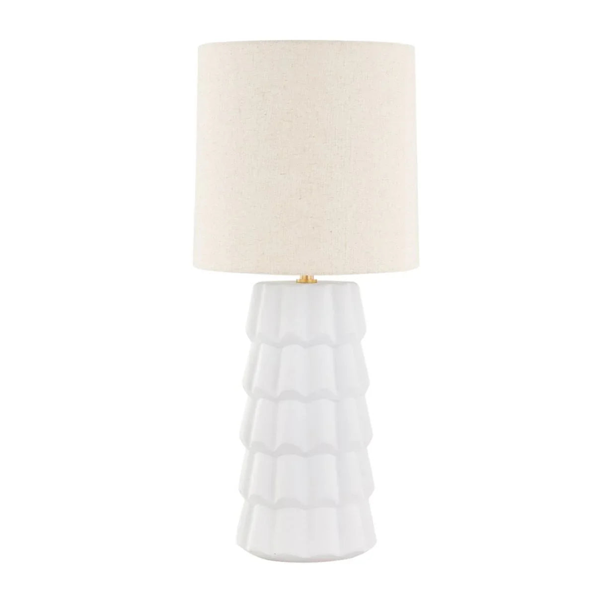 Maisie Table Lamp Ceramic Rough Texture White with Aged Brass Accents - Bees Lighting