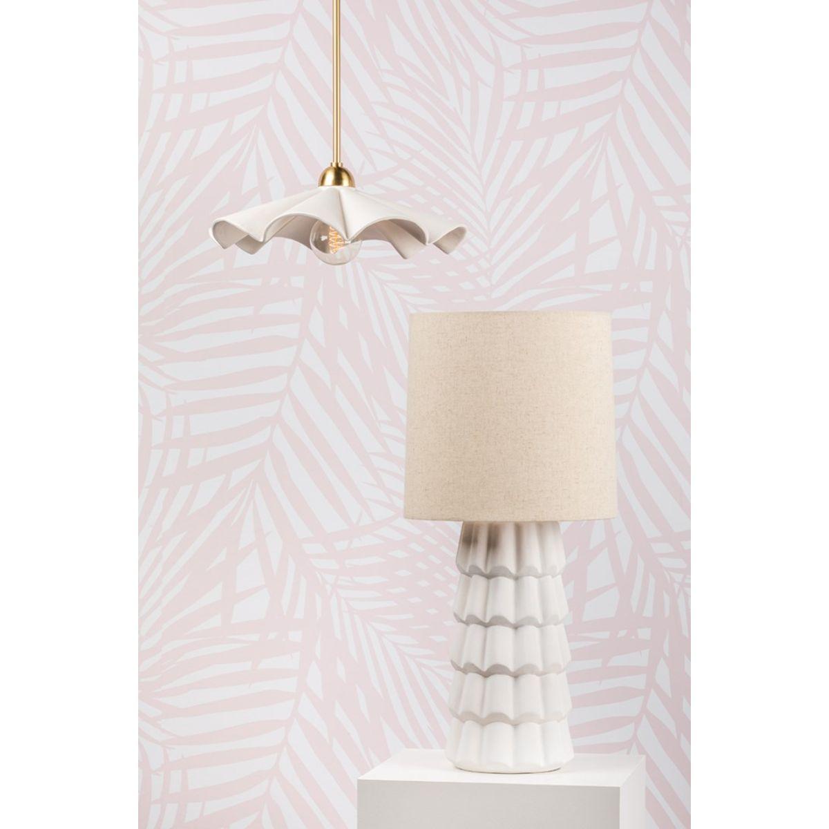 Maisie Table Lamp Ceramic Rough Texture White with Aged Brass Accents