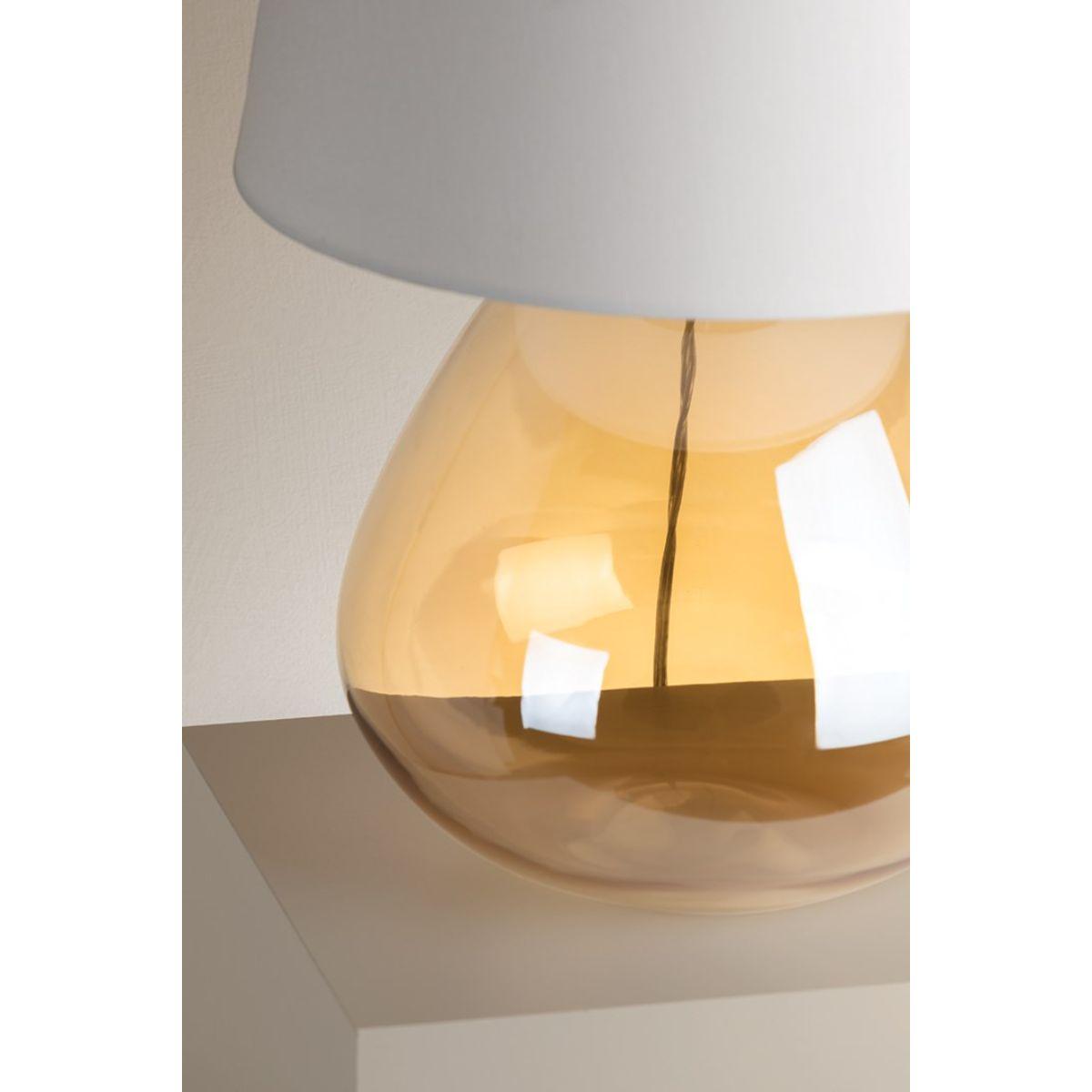 Thea Table Lamp Champagne Amber Glass with Aged Brass Accents