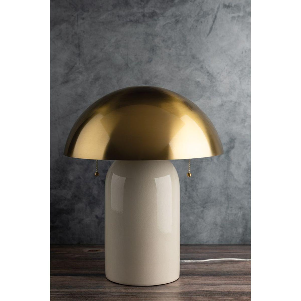 Gaia 2 Lights Table Lamp Ceramic Ivory Crackle with Aged Brass Accents